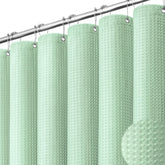 Dynamene mint green waffle curtain 72x72 with cotton-like feel for a spa-style bathroom