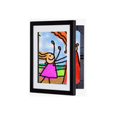 Dynamic Frames Liβl Davinci art cabinet with door open shows organized kid artwork.