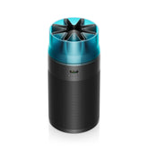 Dyson HushJet compact purifier front view shows space-saving design with powerful air flow.