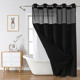 Eachope black no-hook waffle weave curtain with mesh-top enhances privacy and natural light.