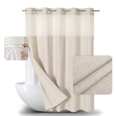 eachope linen texture shower curtain in cream adds privacy and style