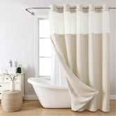 Eachope textured shower curtain closeup shows durable fabric for everyday use and luxury feel.