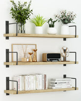 EALLRINEC 24-inch floating shelves set of 3 front view for stylish storage