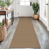 EARTHALL woven runner orange-tan-brown close-up adds cozy texture for hallways.