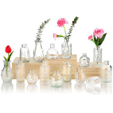 Earthgadgets glass bud vase set centerpieces for weddings and events.