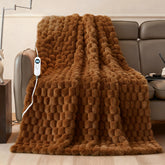 Eastsora heated blanket throw with soft ribbed faux fur for cozy warmth.