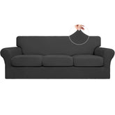 Easy-Going base cover on sofa protects upholstery from spills and stains.