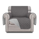 Easy-Going chair slipcover gray front view shows soft quilted protection.
