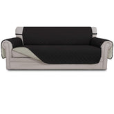 Easy-Going reversible couch cover in black and beige offers versatile styling.