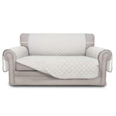 Easy-Going reversible loveseat cover ivory-quilted texture protects furniture while elevating room style.
