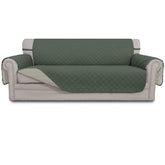 Easy-Going reversible couch cover on a sofa protects furniture with a stylish twin-color option