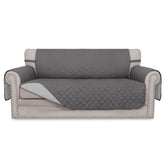 Easy-Going sofa slipcover front view shows reversible design for flexible decor.