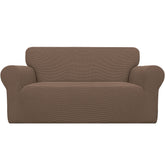 Easy-Going stretch loveseat slipcover brown jacquard fabric delivers soft comfort.