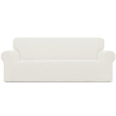 Easy-Going stretch slipcover in cream on an oversized sofa for a refreshed look