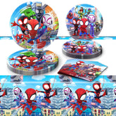 Eazyco Spidey birthday tablecover adds vibrant color to your party decor.