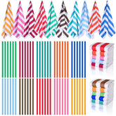 EBOOT cabana stripe towel set for beach and pool days with quick-dry comfort
