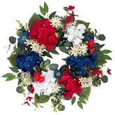Ecerangus 20-inch patriotic wreath on door enhances curb appeal.