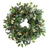 Ecerangus 22-24 inch eucalyptus wreath for front door enhances curb appeal with lifelike greenery