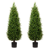 ECOLVANT 4ft artificial cedar tree front view adds year‑round greenery for entryways