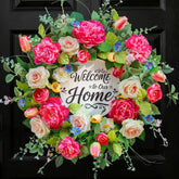 EcoRing front-door wreath 24-inch full view with vibrant blooms for a welcoming entry.