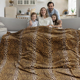 Edenleaf leopard print blanket on bed adds cozy warmth and style.