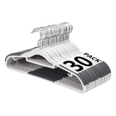 Edergoo plastic hangers 30-pack with slim profile for space saving closet organization.