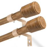 Edidonson curtain rod wood grain assembly view with length adjustment.