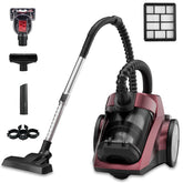 EDLOENS canister vacuum demonstrating 45KPa suction power on hardwood floors