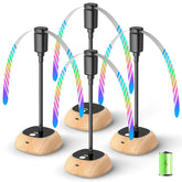 Edvision rechargeable fly fan table with LED display for all-day outdoor dining.