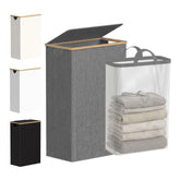 eflucky slim laundry basket with lid showing space-saving design in a modern bathroom