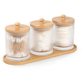 Eggs sound qtip holder 3-pack glass with lids keeps qtips tidy on the vanity