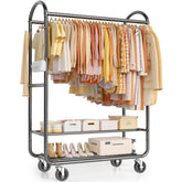 EAGMAK heavy-duty rolling rack showing 720 lbs capacity for sturdy garment storage.