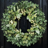 Egolot 22-inch soft touch boxwood wreath with lifelike texture for inviting front-door decor.