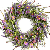 egolot 24-inch spring greenery wreath on front door for year-round curb appeal.