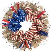 egolot patriotic burlap wreath on door adds bold curb appeal for summer holidays.
