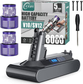 EGR Dyson V10 8000mAh battery for extended runtime.
