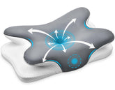 Ehomfory cervical neck pillow in gray showing shoulder alignment and comfortable silhouette.