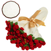 EIGHTOWN 43'' crochet red rose bouquet blanket close-up—soft cuddle-ready texture for chilly nights