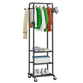 Ekisemio heavy-duty clothes rack with wheels enables easy mobility and organization