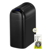 EKO Astro Slim Sensor Trash Can front view showing slim footprint for tight spaces.
