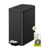 EKO small bathroom trash can with soft-close lid for quiet disposal.