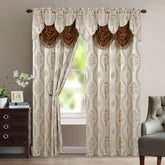 Elegant Comfort curtain panel with attached valance in beige enhances privacy and window drama.