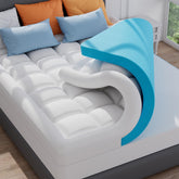 ELEMUSE 3-inch dual-layer topper on full bed enhances comfort and support