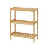 Elepude 3-tier bamboo bathroom shelf showcases sturdy storage for towels and toiletries.