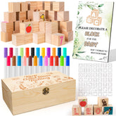 ELESTONE baby shower blocks wooden box shown as sturdy storage and display.