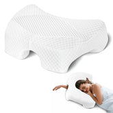 Eliteguard side sleeper pillow with arm hole supports neck and shoulder comfort.