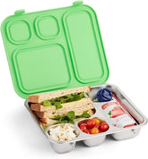 Elk and Friends bento box open-lid with four compartments for organized lunches.