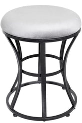 Ellensamqi vanity stool with grey round velvet seat for makeup routines