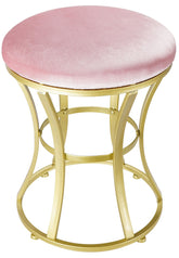 Ellensamqi velvet round vanity stool in pink for stylish makeup sessions.