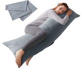 ELNIDO QUEEN 20x54 grey body pillow front view for full-body support during sleep